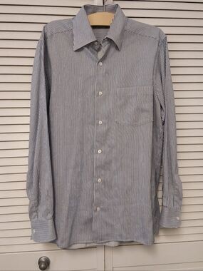 Ermenegildo Zegna Navy and White Pinstripe Dress Shirt